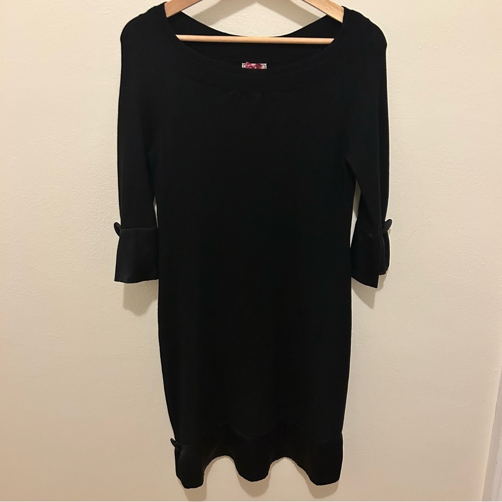 Yoana Baraschi Cashmere Silk Dress‎ size XS Black Satin Flutter Sleeve Dress